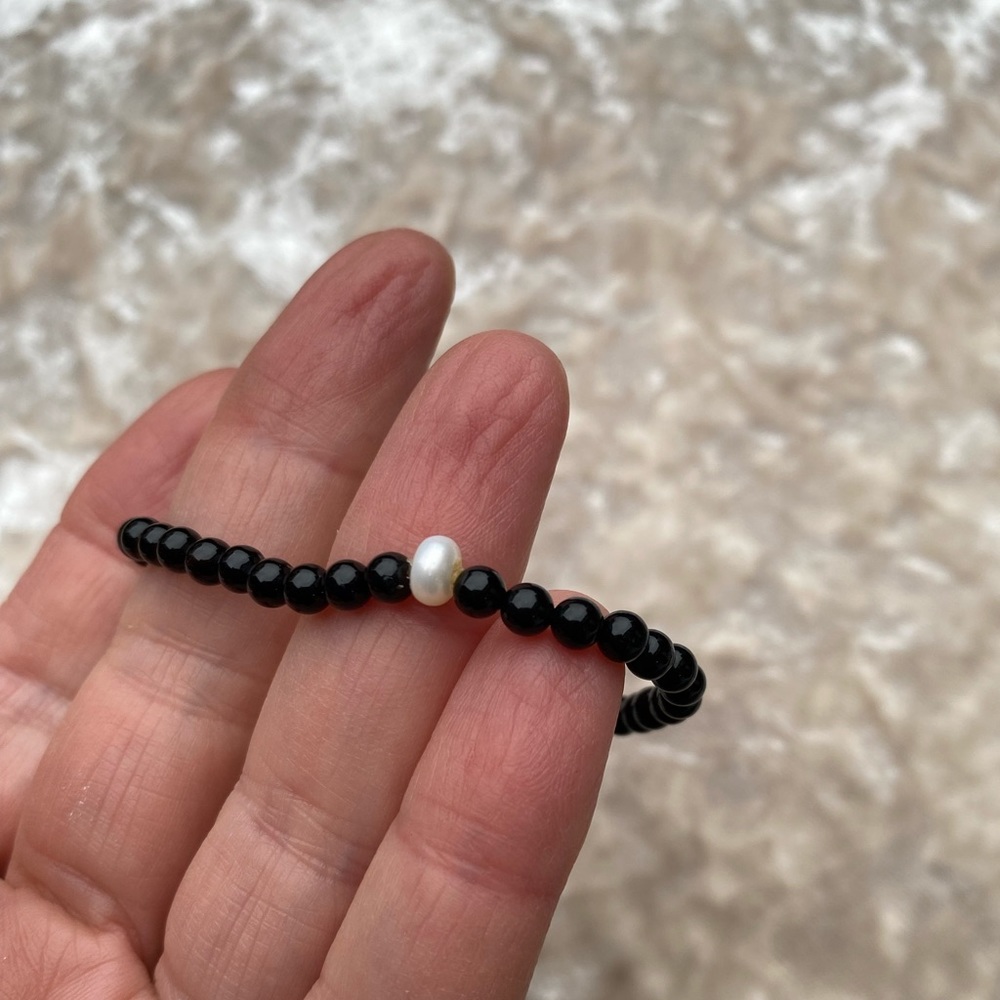 Genuine black onyx, turquoise, pearl /Evil Eye bracelet high quality - Picture 5 of 9